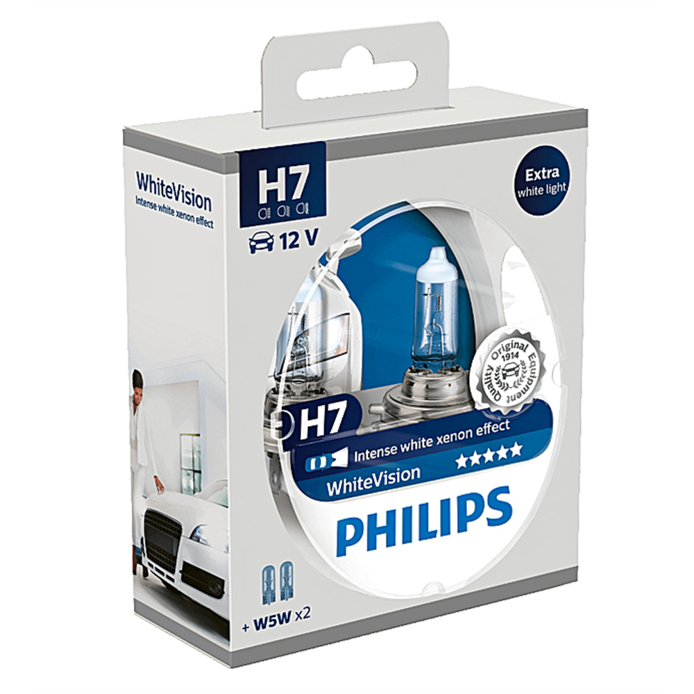 Kit Lampes de Phares H7 Philips White Vision + 2 Veilleuses