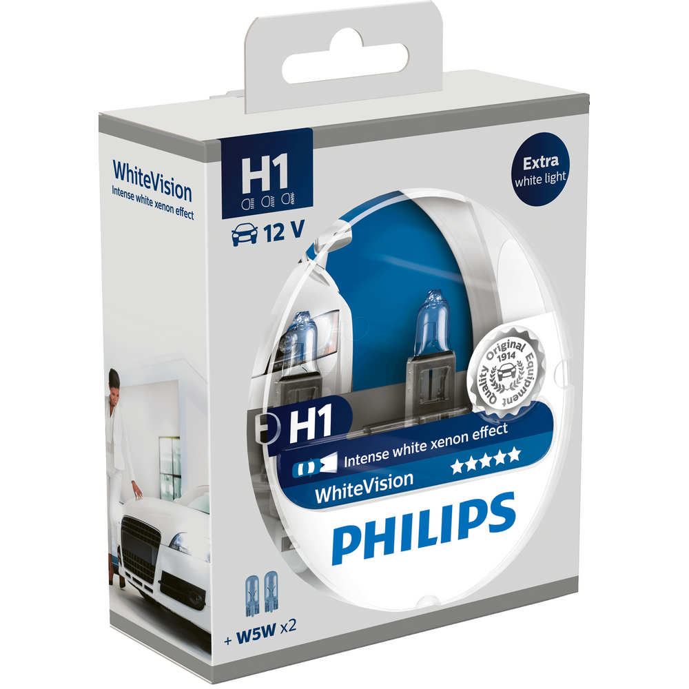 Kit Lampes de Phares H1 Philips White Vision + 2 Veilleuses