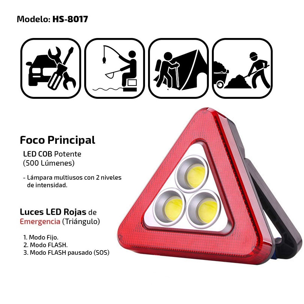 Lampe triangulaire multifonctionnelle de travail et d'avertissement, HS-8017