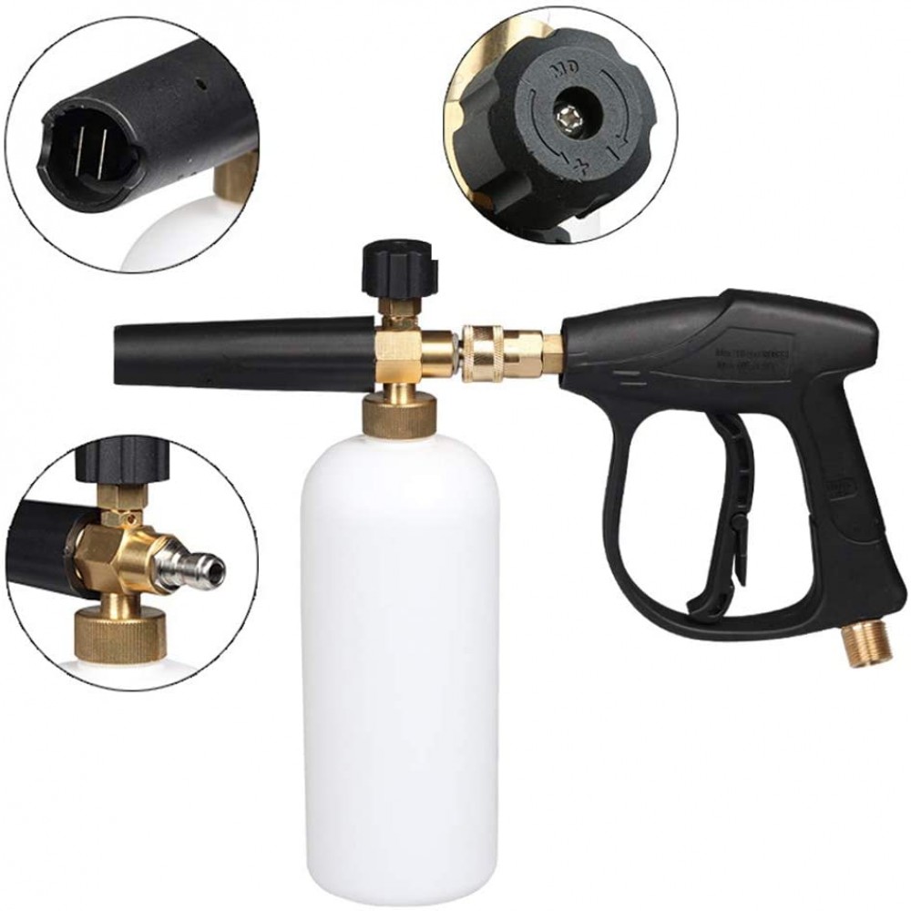 Pistolet à mousse de neige réglable de bouteille de 1 litre avec raccord rapide 1/4 "pour nettoyeur à pression DP790