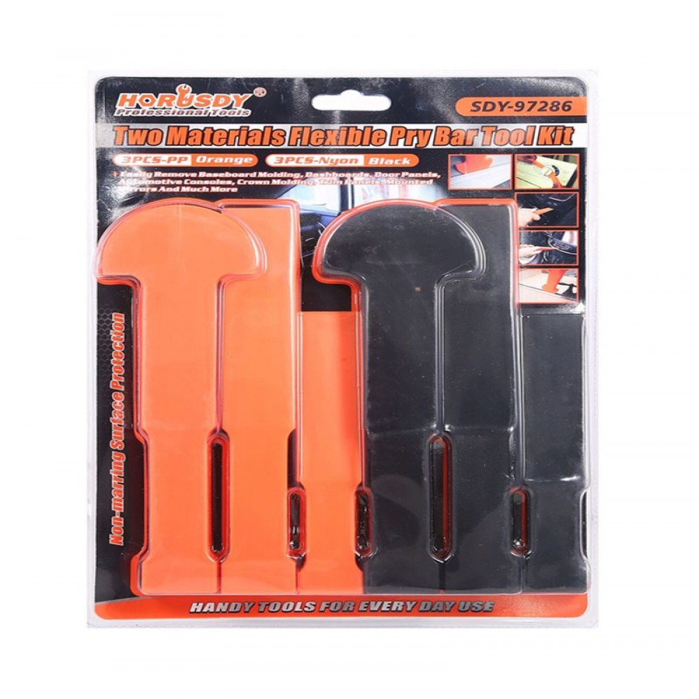 Jeu d'outils de barre flexible bi-matière 6 pièces orange / noir HORUSDY  SDY-97286