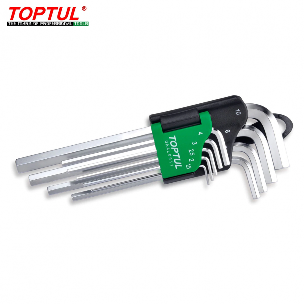 Long Type Hex Key Wrench Set 9pcs Toptul GAAL0911