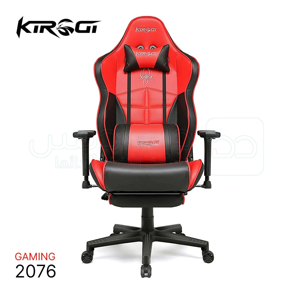 Chaise gamer avec repose-pieds extensible 2D Accoudoirs Noir/Rouge en  similicuir ML-Design