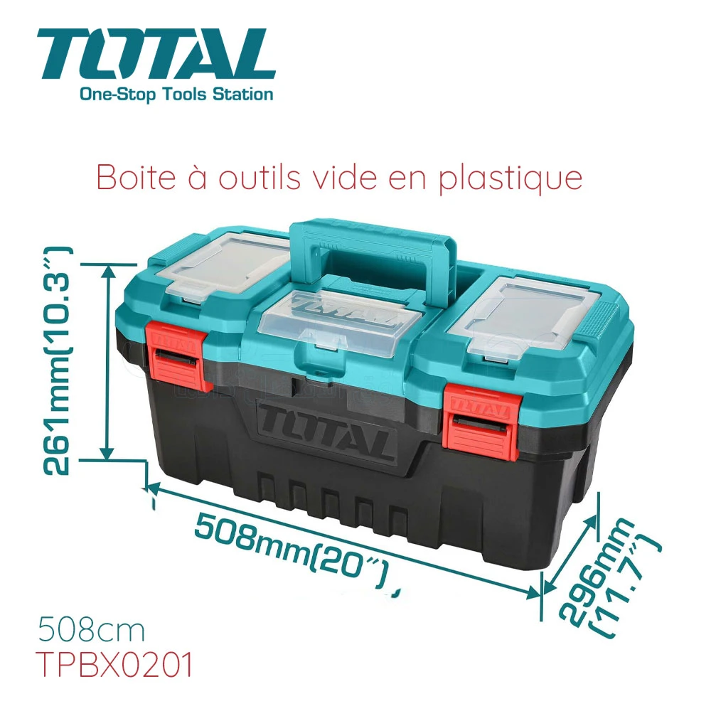 Boite à outils vide en plastique 20″ (508cm) TOTAL TPBX0201