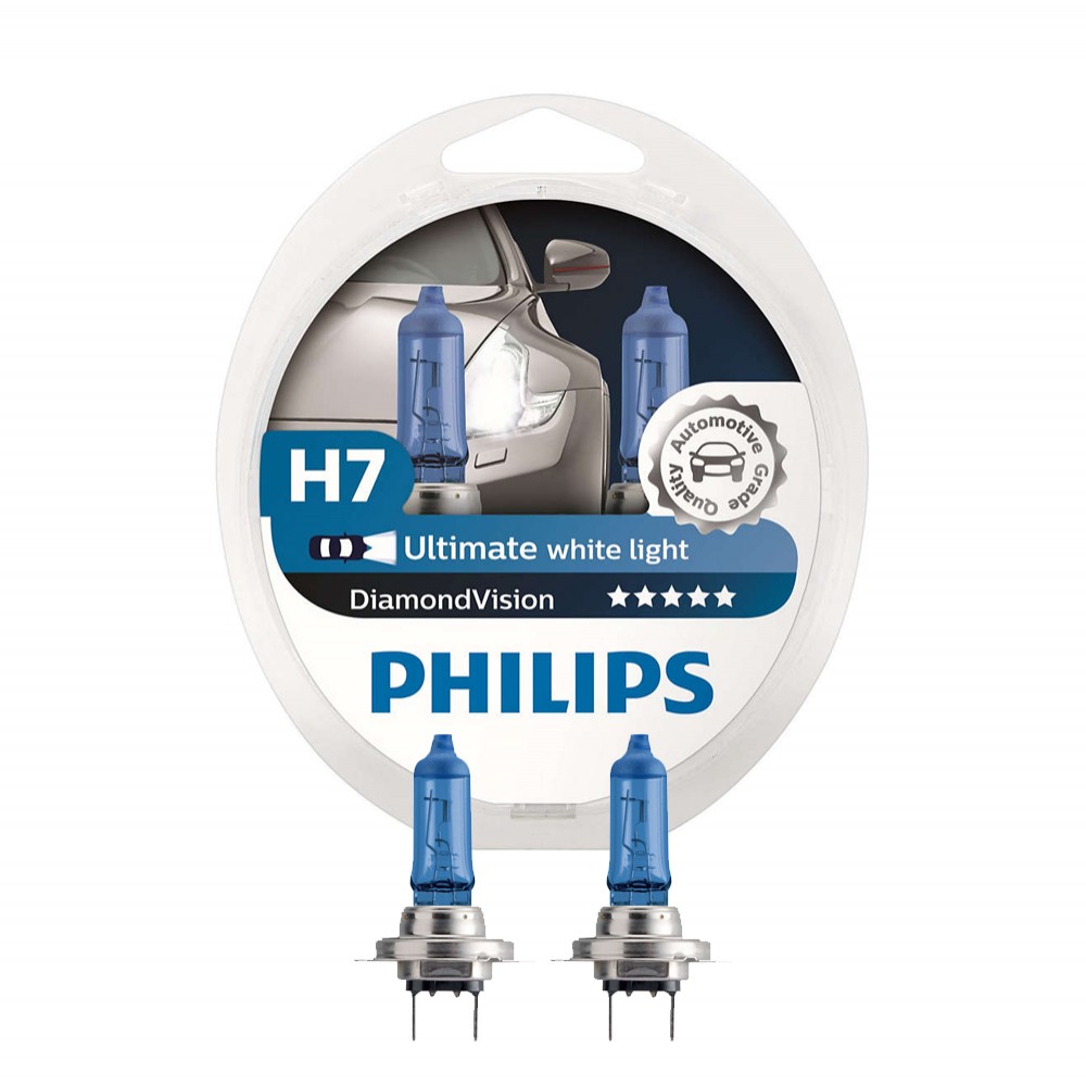Lampes halogène H7 DiamondVision Philips 5000k 12972DVS2