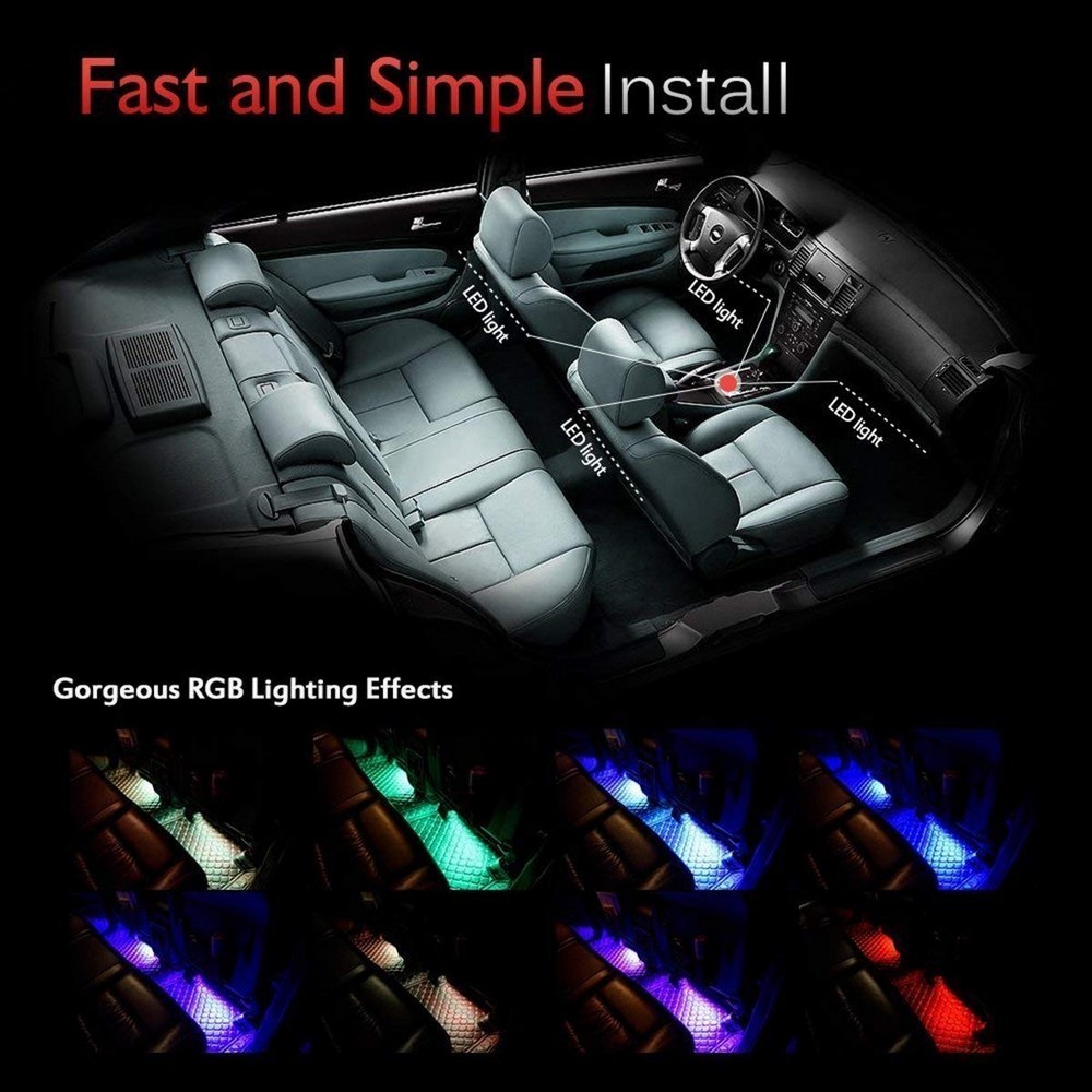 éclairage LED décoration intérieur Pour voiture lumière avec 7 couleur 9 LED DP132