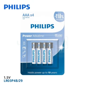  Pile Alcaline AAA 1.5v lot de 4 piles PHILIPS LR03P4B/29