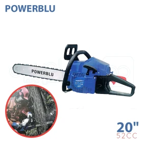  Scie à chaîne professionnelle à essence pour couper le bois , Machine de coupe d'arbre 2200W 20" POWERBLU 52CC