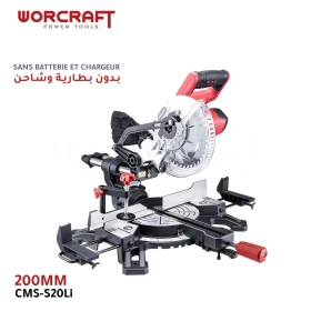 Scie à onglets sans fil 20V sans batterie ne chargeur avec guide laser 200mm WORCRAFT CMS-S20Li