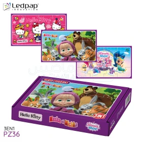 Mini Puzzle 3en1 pour les enfants plus de 4 ans Masha - Shimmer - hello kitty LEDPAP PZ36