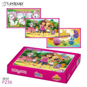 Mini Puzzle 3en1 pour les enfants plus de 4 ans Dora - Lulu Katy - Sunny Bunnies LEDPAP PZ36