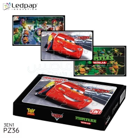  Mini Puzzle 3en1 pour les enfants plus de 4 ans Cars - baze - Ninja Turtles LEDPAP PZ36