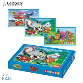  Mini Puzzle 3en1 pour les enfants plus de 4 ans Tom & Jerry - Super Wings - Pocoyo LEDPAP PZ36