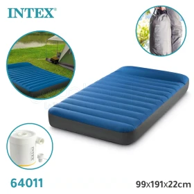 Matelas gonflable large pour 1 personne avec gonfleur électrique 99х191х22cm INTEX 64011