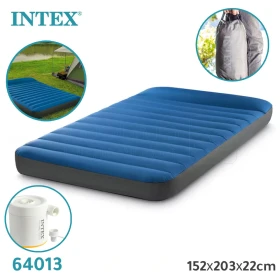 Matelas gonflable large pour 2 personnes avec gonfleur électrique 152х203х22cm INTEX 64013