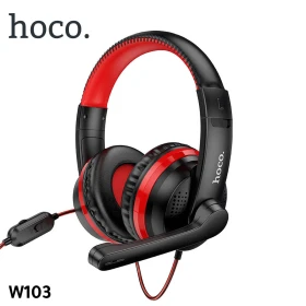 Casque gaming stéréo filaire câble 1.2M couleur rouge HOCO W103