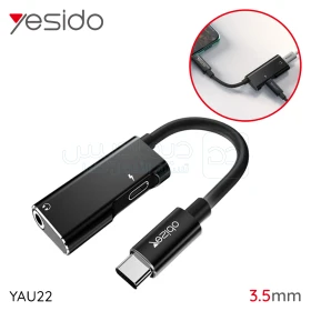  Adaptateur Audio USB-C Charge Rapide Avec Musique Coque En Aluminium Anti-Casse Anti-étirement Câble TPE Pour Téléphones Mobiles Et Tablettes Type-C - Noir YESIDO YAU22