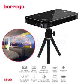 Mini projecteur domestique data show sans fil à batterie rechargeable 4K 1000 lumens BORREGO BP09