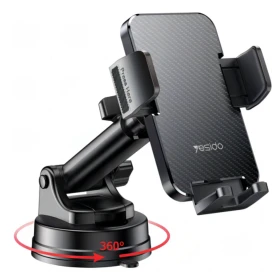 Support de téléphone pour voiture réglable à 360°, à ventouse, YESIDO C173