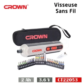  Tournevis électrique sans fil 3,6V 2Ah CROWN CT22053