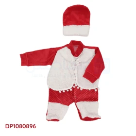  grenouillère bébé garçon avec bonnet coleur rouge et blanc DP1080896