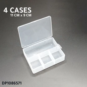  صندوق تخزين بلاستيكي صغير مكون من 4 أقسام لإكسسوارات المجوهرات