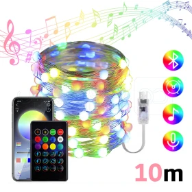  Guirlande lumineuse intelligente LED RGB 10 metre sans fil pour la décoration, contrôlée par application Bluetooth, l'éclairage est synchronisée à la Musique par changement les couleurs DP1086609