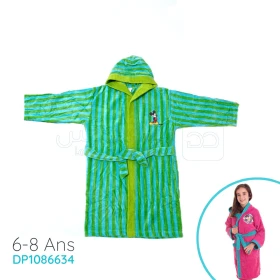  Peignoir de bain pour enfant à capuche, taille 6 à 8 ans, sortie de bain douce, confortable et absorbante, couleur vert motif mini mouse DP1086634