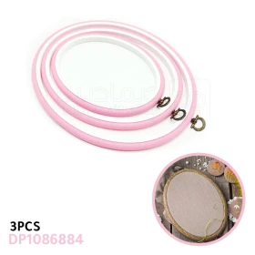  Ensemble de cerceau de broderie oval en plastique pour point de croix, 3 tailles pour loisirs créatifs et couture couleur rose DP1086884