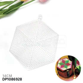  Feuille de toile en maille plastique pour broderie, fil acrylique, artisanat, tricot, projets de crochet, forme hexagonal 14cm couleur blanc DP1086928