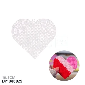  Feuille de toile en maille plastique pour broderie, fil acrylique, artisanat, tricot, projets de crochet, forme cœur 16.5× 14.5cm couleur blanc DP1086929