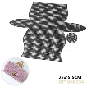  Feuille de toile en maille plastique pour broderie, fil acrylique, artisanat, tricot, projets de crochet, forme sac 23×15.5cm couleur noir DP1086934