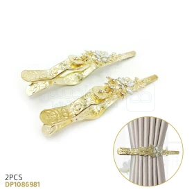  Embrasse de rideau métal en forme pince 2pcs, accessoires de décoration à la maison couleur doré DP1086981