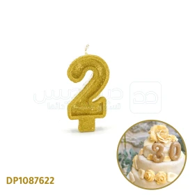  Bougie d’anniversaire, bougie de nombre en chiffre 2, Bougies décorations de gâteaux de fête d'anniversaire beau numéro bougies doré DP1087622