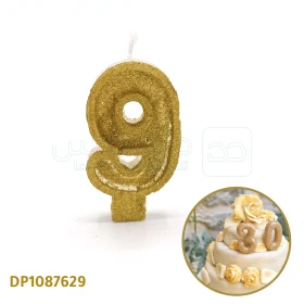  Bougie d’anniversaire, bougie de nombre en chiffre 9, Bougies décorations de gâteaux de fête d'anniversaire beau numéro bougies doré DP1087629