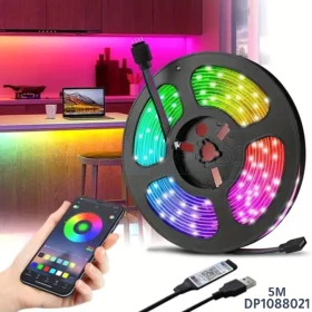  Bande lumineuse LED RVB avec télécommande , décoration de fête bande de 5m DP1088021