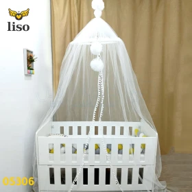  Moustiquaire ciel de lit pour bébé, rideau pour chambre d'enfant, ciel de lit à suspendre, décoration pour bébé couleur blanc LISO 05306