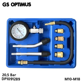 Testeur de Compression Essence, Manomètre de Pression avec 4 Adaptateurs, Plage de Pression de 0 à 20,5 Bar Livré dans une Mallette GS OPTIMUS DP1091289