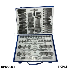 Ensemble de 110 pièces de tarauds et filières avec clés et porte-outils, tailles de M2×0.4 à M18×1.5 DP1091361