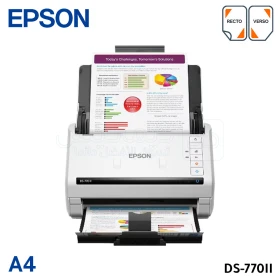 Scanner professionnel 45 pages/min, résolution 600 DPI, chargeur automatique 100 feuilles, numérisation recto verso, connectivité USB 3.2 EPSON DS-770II