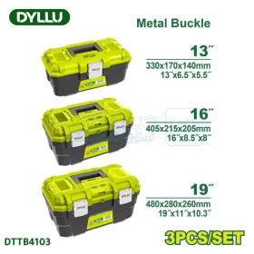 Ensemble de 3 boîtes à outils vide de coupe(13, 16, 19)pouces avec couvercle supérieur à trois compartiments de rangement, fabriqué en plastique DYLLU DTTB4103