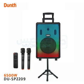 Ampli haut parleur portable de haute qualité à batterie rechargable avec 2 microphone sans fil et trépied reglable 6500W DUNTH DU-SP2209