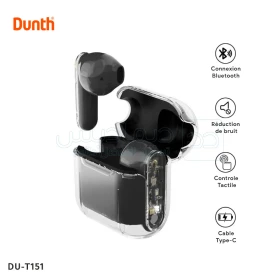  Écouteurs sans fil bluetooth, écouteur mains libres, couleur noir DUNTH DU-T151