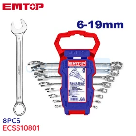 طقم مفتاح ربط 8 قطع 6-19 مللي متر من إم توب
