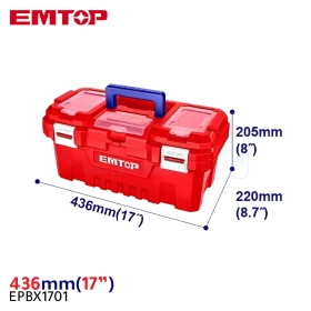  Boîte à outils portative en plastique 436mm EMTOP EPBX1701