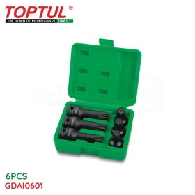  Jeu De Douilles à Chocs Dent Souris 12 Pans 6 pcs 1/2" Longue Dans Une Boite Vert  TOPTUL GDAI0601