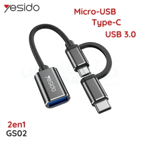  Câble adaptateur USB 3.0 OTG 2en1 Micro-Usb et Type-C YESIDO GS02