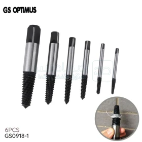  Extracteur de vis endommagé 6Pcs , extracteur de boulon, pour le ménage de vis endommagé par HSS GS OPTIMUS GS0918-1