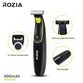  Tondeuse & rasoire électrique rechargeable professionnelle sans fil 600mAh pour finision barbe 0.5mm ROZIA HQ224B