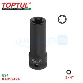 Douilles À Chocs Étoile Longue Noir E24 3/4" 110mm TOPTUL KABS2424